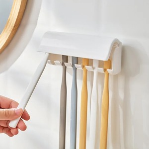 Soporte de pared para cepillos de dientes, dispositivo sin perforaciones para baño, soporte multiusos para cepillos de dientes, extraíble y lavable - Product Image 6
