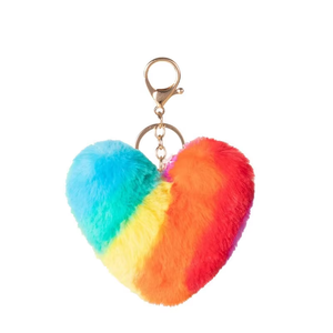 Porte-clés <span class=keywords><strong>pompon</strong></span> en fausse fourrure de <span class=keywords><strong>lapin</strong></span> Rex en forme de cœur, 10 cm, moelleux, mini, boule de fourrure, vente en gros - Product Image 1