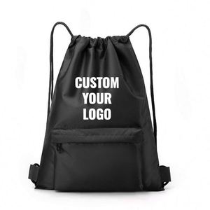 Custom Brand & Logo Wholesale Durable Gym <b>Drawstring</b> <b>Backpack</b>, Polyester Waterproof Unisex with Air Cushion Support Belt - Product Image 2