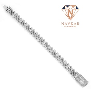 Hip Hop Style Cuban Link Bracelet Fully Sterling Silver Diamond Bracelet Silver Plated Diamond Link Bracelet For <b>Men</b> - Product Image 3