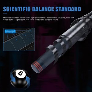Queue de billard en fibre de carbone AK-KBR, 12,9 mm, 58 pouces, 2 parties, joint en acier inoxydable, vente en gros - Product Image 5