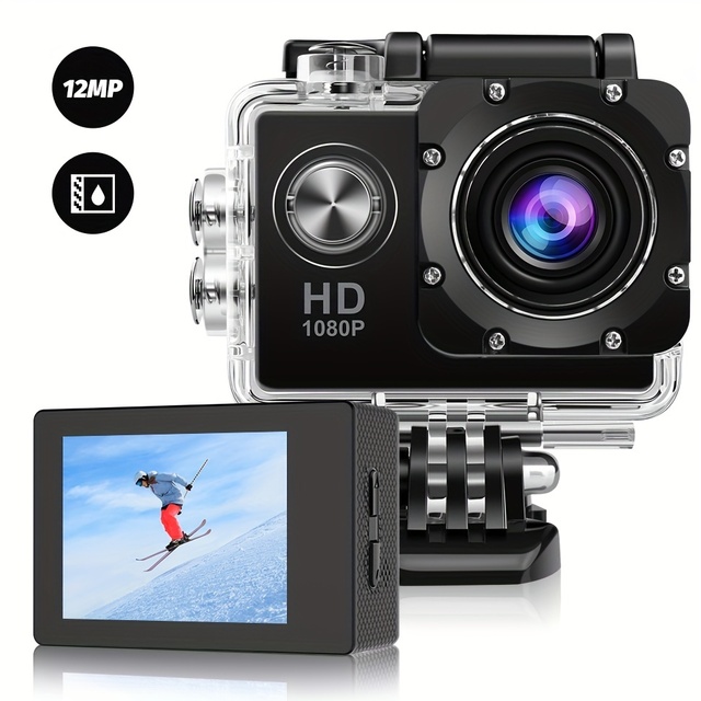 30-meter Waterproof 2-inch Large Screen 1080P Image-stabilized Action Camera with MicroSD and 90 Wide Angle