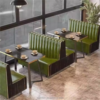 Meubles de restaurant de luxe ensemble de canapés noir aspect marbre table à manger et chaises banquette pour Club café pub bar