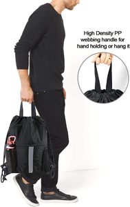 <span class=keywords><strong>BeeGreen</strong></span> X-Large Mochila deportiva de gimnasio negra con función impermeable Bolsa de cincha con cordón Forro de compartimento para zapatos Hecho de poliéster - Product Image 2