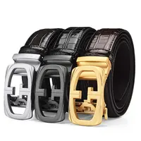 Cinturón con hebilla automática para hombre, cinturón de aleación duradero de alta calidad, estilo retro Simple, venta al por mayor