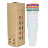 Vente en gros de tasse à paille en plastique en poudre scintillante réutilisable de 24oz avec couvercle et paille pour fête