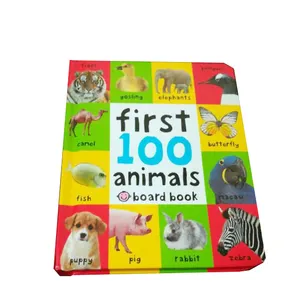 Stock custom logo colorful inventory 100 animal to learn cardboard children book printing