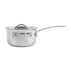 กระทะซอสขนาดเล็กพร้อมฝาปิด หม้อสแตนเลสแบบสามชั้นพร้อมด้ามจับกันความร้อน ใช้ได้กับเตาแก๊ส เซรามิก และเตาไฟฟ้า - Product Image 1