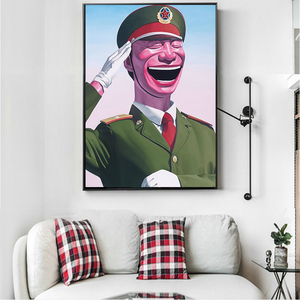 Affiches murales, peinture figurative, <span class=keywords><strong>homme</strong></span> riant, décoration moderne pour la maison, peintures sur toile pour le salon - Product Image 3