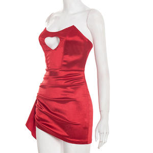 Viviblook D25DS592 <b>Women</b> <b>Sexy</b> Evening Party <b>Dress</b> Valentine Costumes Love Hollow Out Strapless Ribbon Pleated <b>Dress</b> - Product Image 5