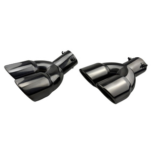 Tubo de escape doble TL de 2.5 pulgadas, puntiagudo, de acero inoxidable pulido a espejo, para escape universal con caja de salida doble - Product Image 6