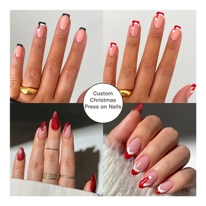 Ensemble de <span class=keywords><strong>faux</strong></span> ongles complets de luxe et tendance, style chapeau de Noël français, en ABS, 24 pièces pour les doigts - Product Image 1