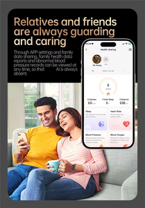 Montre connectée Android avec écran TFT, appels, réponse aux appels, surveillance de la pression artérielle, ECG, température corporelle, suivi de la santé, tracker de fitness, unisexe - Product Image 4
