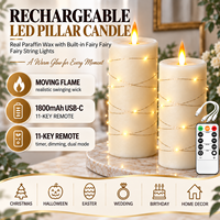 Bougies LED Pilier en Cire de Paraffine Rechargeables avec Télécommande, Finition Cire Simulée, Sans Flamme, Alimentées par USB – Nouveauté Noël et Halloween