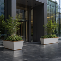 Jardinière en fer entièrement soudée YISHANG, qualité commerciale, finition grain de bois, revêtement en poudre