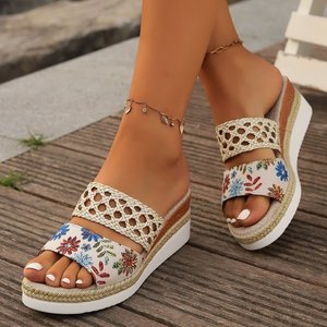 2025 New Arrival Women's <b>Wedge</b> Ankle Strap Waterproof Height Increasing PU Upper Rubber Outsole <b>Platform</b> Sole Casual Summer sand - Product Image 5