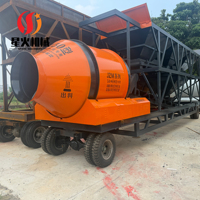 Centrale à béton mobile à tambour 50m³/h YHZM50-JZM1000, moteur mélangeur électrique 11kW*2, tractable, prête à l'emploi