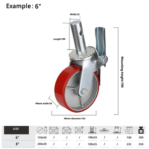 Công nghiệp Đen chuyên nghiệp giá Vít cao su thầu dầu giàn giáo kim loại kẽm mạ Khung xoay chủ đề bánh xe di động <span class=keywords><strong>Caster</strong></span> - Product Image 2