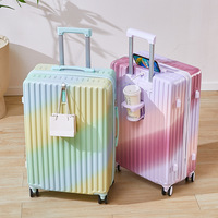 Valise ABS tendance à dégradé de couleurs, multi-tailles, avec roulettes silencieuses, unisexe, grande capacité