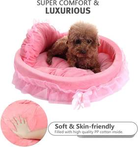 Princesa mascota sofá cama cojín ortopédico cachorro gato sofá para perros pequeños Base antideslizante felpa lavable Rosa linda princesa perro cama - Product Image 4