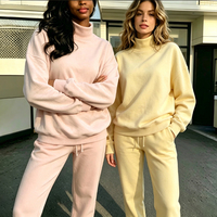 Ensemble de survêtement décontracté pour femme, personnalisé, en molleton brodé, coupe oversize, avec sweat-shirt et pantalon de survêtement à coupe ample, couleur unie