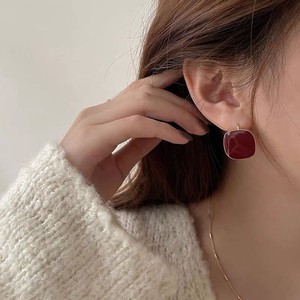 Pendientes chapados en oro de moda coreana para mujer, pendiente de <span class=keywords><strong>aro</strong></span> <span class=keywords><strong>rojo</strong></span> Retro cuadrado geométrico - Product Image 4
