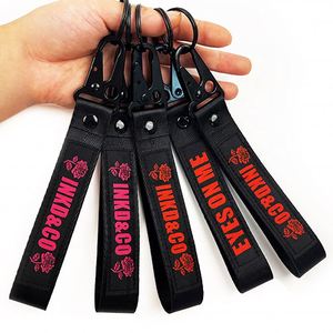 2026 New Trending Wholesale Eco-Friendly Promotional Short Lanyard Carabiner Fabric Woven <b>Keyring</b> Strap Custom Keychain - Product Image 1