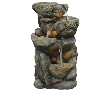 Tiered Rock <strong>Pond</strong> Outdoor Waterfall <strong>Fountain</strong> with LED Lights - Product Image 1