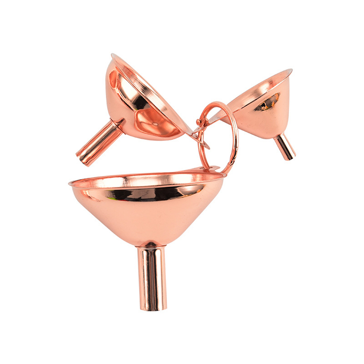 Stainless Steel Funnel For Olive Oil Bottle 3 Piece Mini Small Size Rose Gold Funnels Set