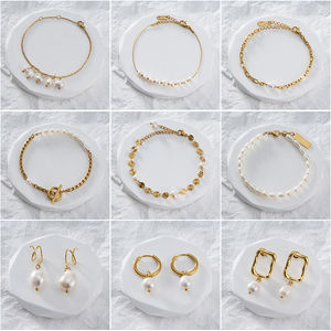 Moda de moda impermeable deslustre libre de perlas de agua dulce joyería chapado en oro de acero inoxidable collar con colgante de perlas de agua dulce - Product Image 3