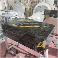 Plateau de table basse rectangulaire en granit noir Taurus Gold, poli, pour projets de villas, appartements et hôtels