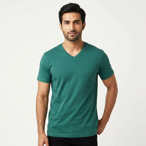 2025 Breathable Plain <b>V</b>-Neck Fitness Slim <b>Fit</b> Men's T-Shirt Polyester Short Sleeve T-Shirt Male Gym Clothes Men's T-shirts - Product Image 1