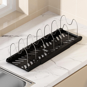 Étagère de rangement de cuisine moderne extensible et réglable à plusieurs niveaux, organisateur de casseroles et d'ustensiles de cuisine sur pied pour comptoir, gain de place - Product Image 1