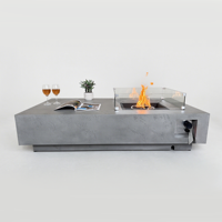 Table de foyer au gaz rectangulaire élégante en acier avec foyer au propane écologique de 70 000 BTU pour une utilisation en intérieur/extérieur