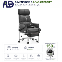 Chaise de bureau exécutive ergonomique en cuir chromé réglable sur mesure OEM avec mécanisme synchronisé pour usage domestique, bureau et hôtel