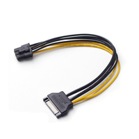 Para línea de fuente de alimentación de tarjeta de vídeo Cable de alimentación SATA con 15 pines 6 pines PCI EXPRESS PCI-E para Cable Adaptador convertidor de gráficos Sata