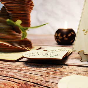 <span class=keywords><strong>Libro</strong></span> de invitados de deshierbe de madera creativo, letrero con forma de corazón, decoración de madera - Product Image 4