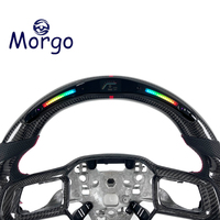 Volant personnalisé en fibre de carbone avec LED pour Ford Mustang S550 GT 2015-2023, amélioration de l'intérieur sportif avec affichage du régime moteur et bande rouge