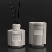 Vente en gros Récipient en céramique blanche huile essentielle ciment personnalisé luxe bougie parfumée pot diffuseur roseau ensemble