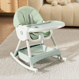 3 в 1 складной детский стульчик для кормления с пятиточечным ремнем безопасности Детский стульчик для кормления с колесами и качающейся трубкой - Product Image 3