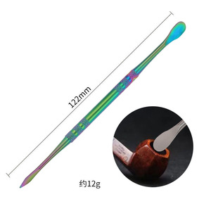 Stainless Steel Tobacco Paste Spoon Double Headed 122mm Colorful Titanium Pipe Cleaning Tool For Smoking Accessories - Product Image 1
