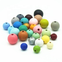 Perles rondes en bois colorées pour la fabrication de bracelets, colliers, bijoux, accessoires, Articles en bois
