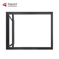 Fenêtre coulissante à double battant à valeur U de 1,87, écoénergétique, avec cadre en aluminium noir moderne, pour cuisine |   Aluguard