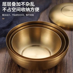 Stainless Steel Bowl Set Gold Plated Stackable Design For Home Kitchen Use - Product Image 1