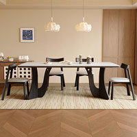 Hochwertiger Luxuriöser Schlichter Holz-Esstisch Rechteckiger Retro-Esstisch für 6 Personen Designer-Esstisch für Zuhause und Restaurant