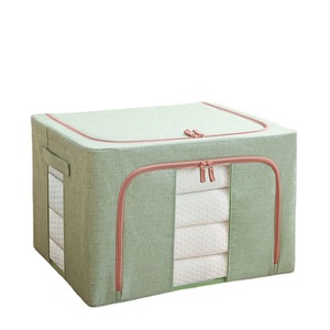 Cotton Linen Classic Design Standing Type Storage Box Rectangle Foldable Clothing Organizer Thickened Steel Frame <b>Large</b> Size - Product Image 5