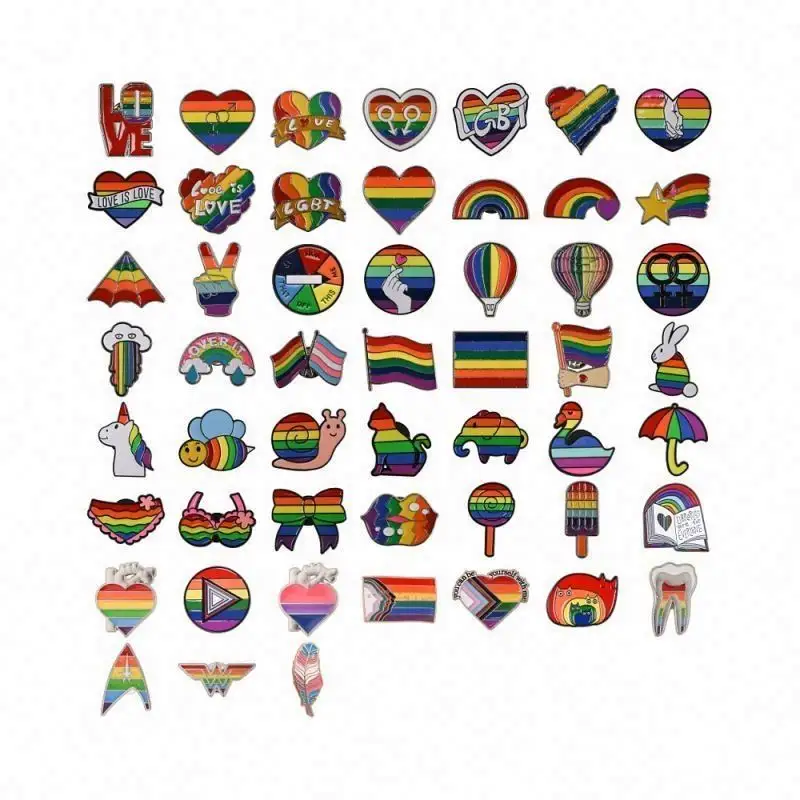 Aangepaste Vooruitgang Pride Party Gunsten Lgbtq Revers Emaille Spelden Broches Badges Rond Regenboogknopen Vlag Gay & Lesbian