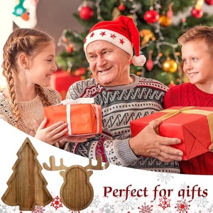 Christmas Wooden <b>Tray</b> Reindeer Tree Shape Fruit Snack Plate For Kids Party Serving - Product Image 3
