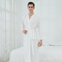Peignoir blanc avec logo d'hôtel 5 étoiles personnalisé en gros Taille élastique avant respirant Séchage rapide Gaufre Kimono Spa Robe