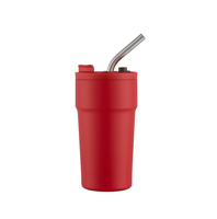 Recién llegado, taza de viaje reutilizable de 12oz y 16oz, vaso recubierto de polvo, vacío, tornillo caliente y frío, vaso de café con sublimación superior abatible